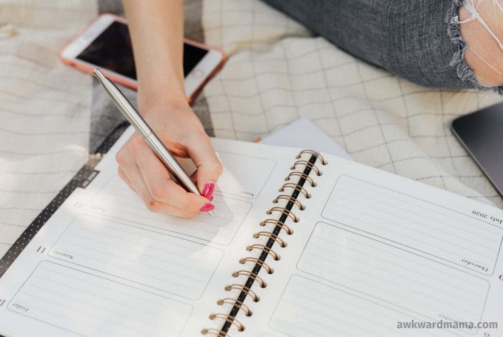 Open planner with pen ready for organizing the week ahead during a home reset routine